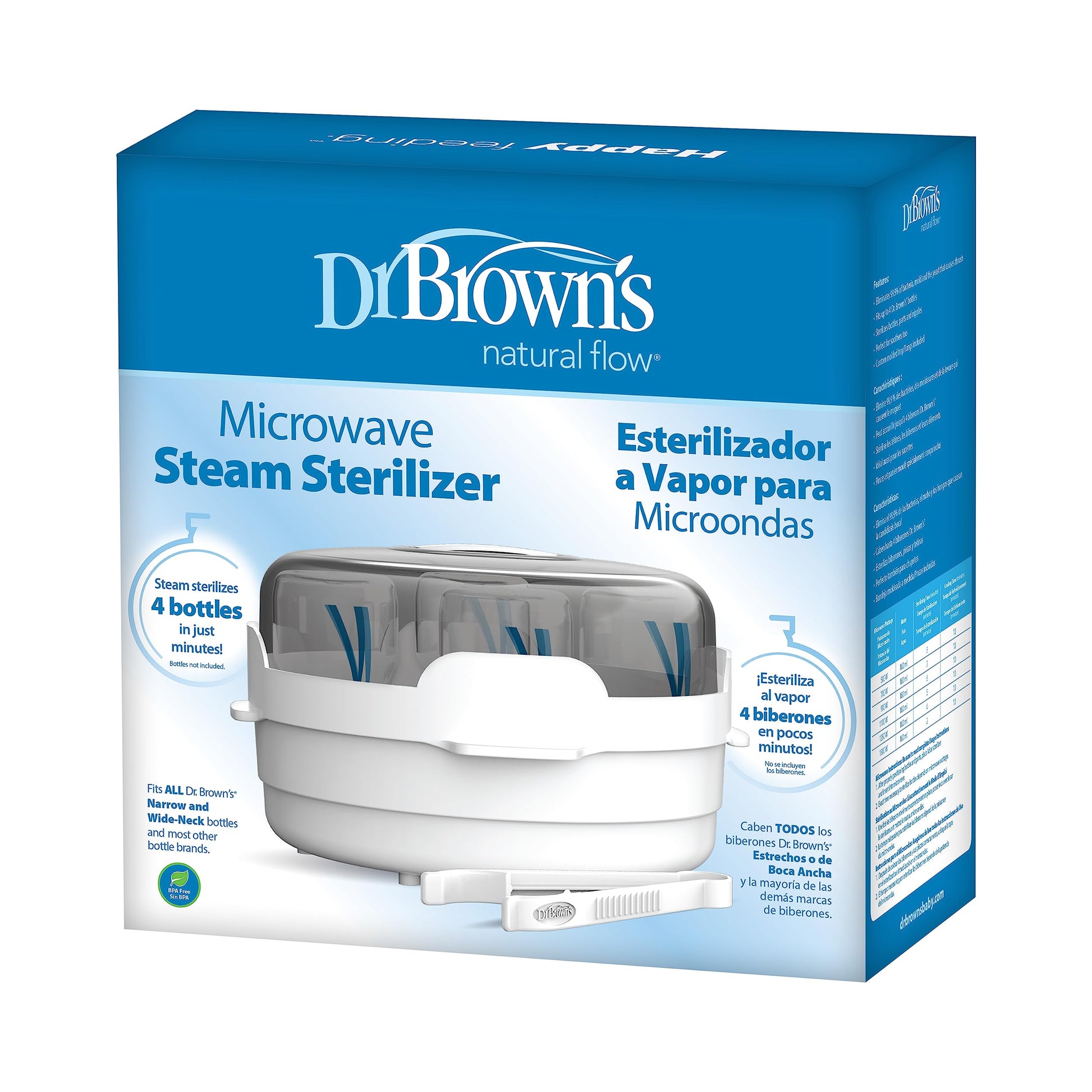 Dr. Brown's sterilizer showing capacity for wide-neck bottles