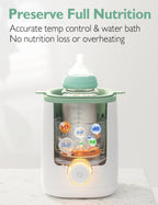 Momcozy bottle warmer heating a milk bottle in a nursery setting