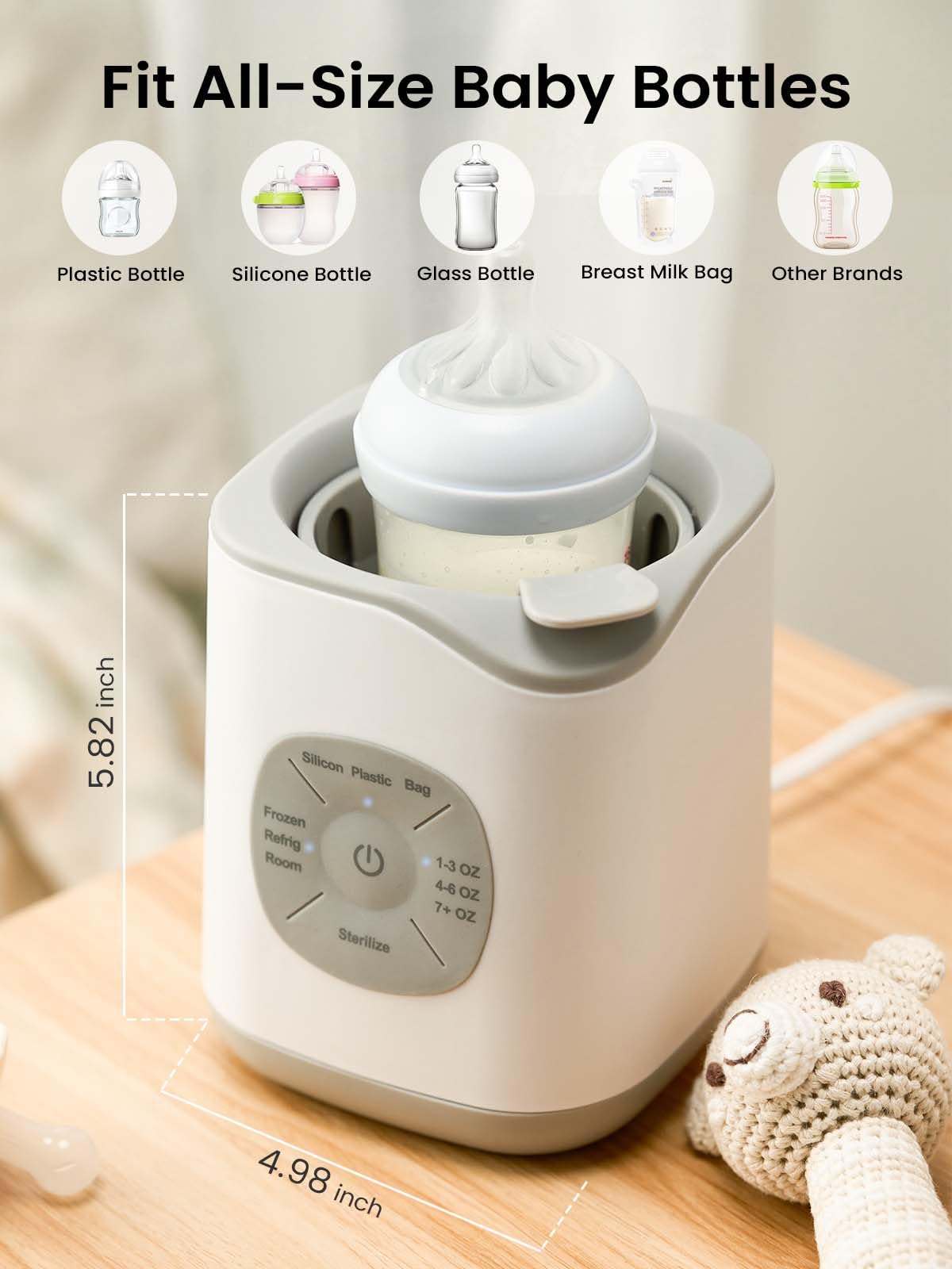 Grownsy bottle warmer display showing temperature settings