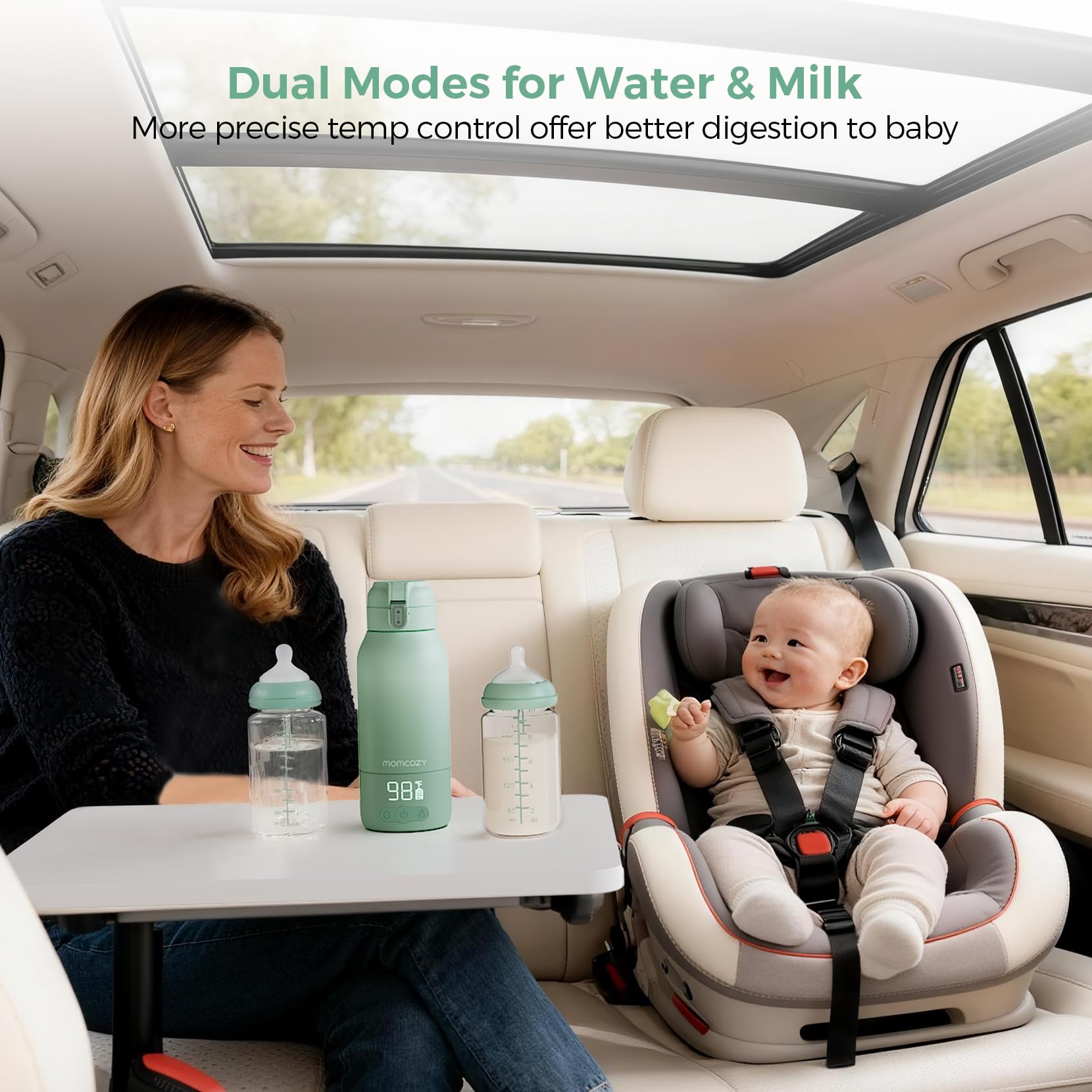 Side profile of Momcozy rechargeable bottle warmer