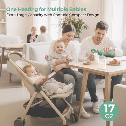 Momcozy bottle warmer showing dual heating mode interface