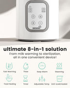 Side view of Grownsy baby bottle warmer with temperature controls