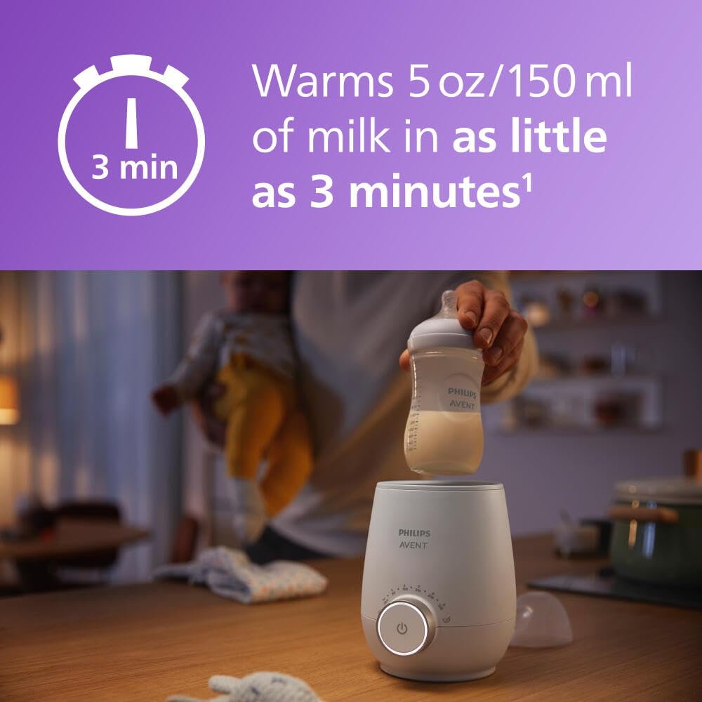 Side profile of Philips Avent SCF358 warmer with smart technology