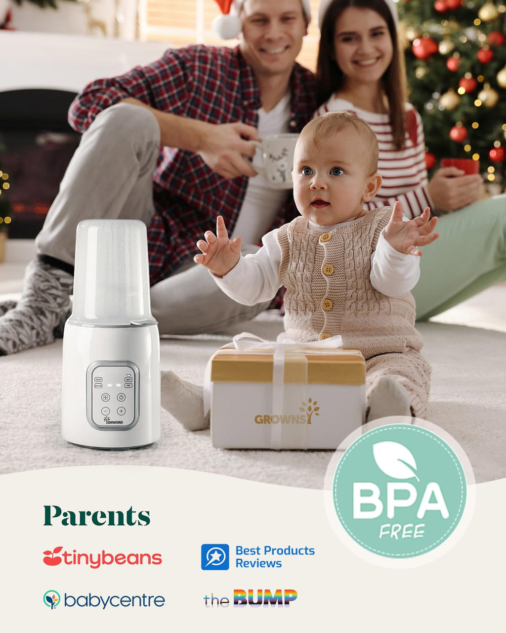 Grownsy baby food warmer heating a jar of baby food