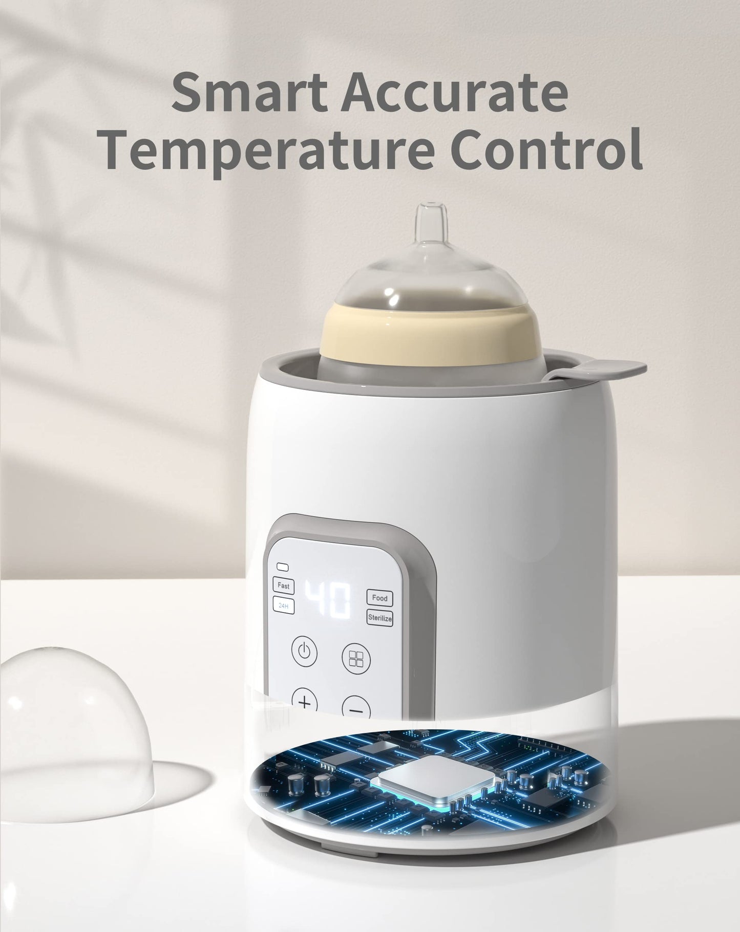Compact Grownsy bottle warmer on a kitchen counter