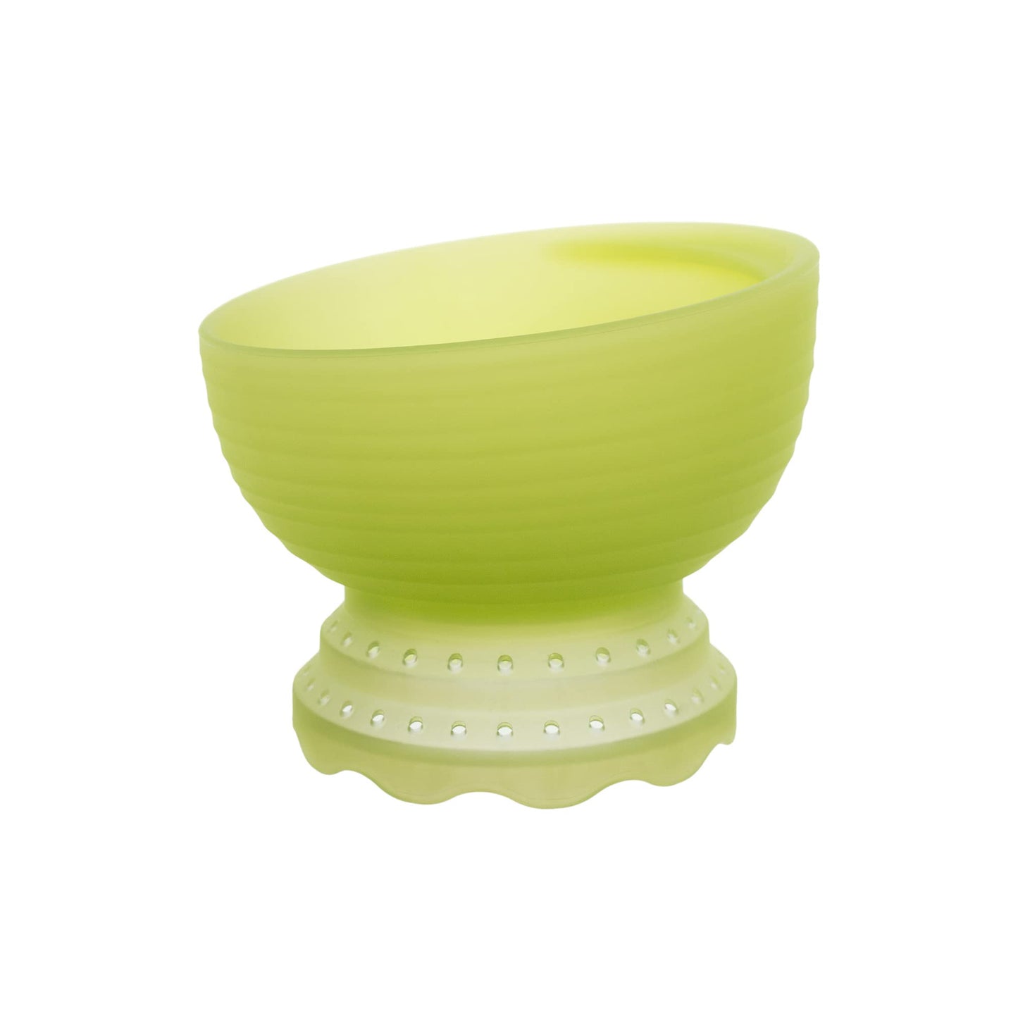 Lime green Olababy silicone steam bowl for baby puree