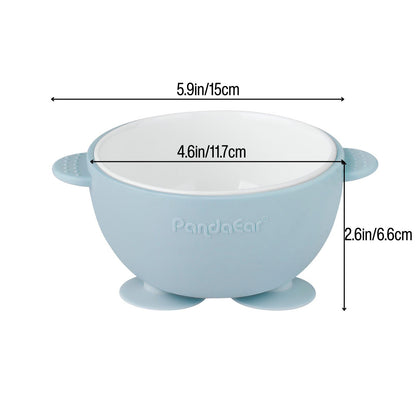Blue green and beige PandaEar baby suction bowls set