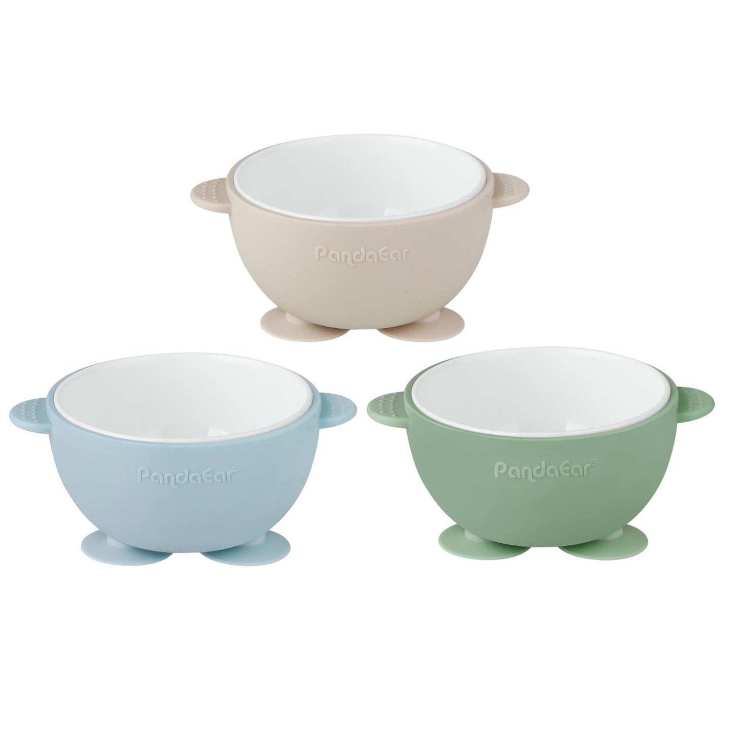 Toddler eating from PandaEar ceramic baby bowl