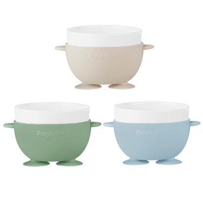 PandaEar 3 pack feeding set showing stackable design