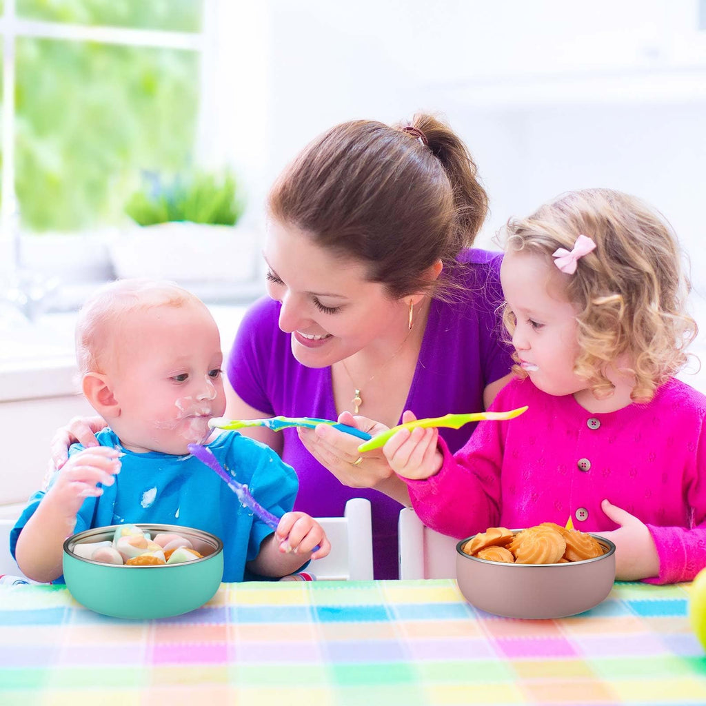 Nuogo 304 stainless steel baby bowl with silicone grip