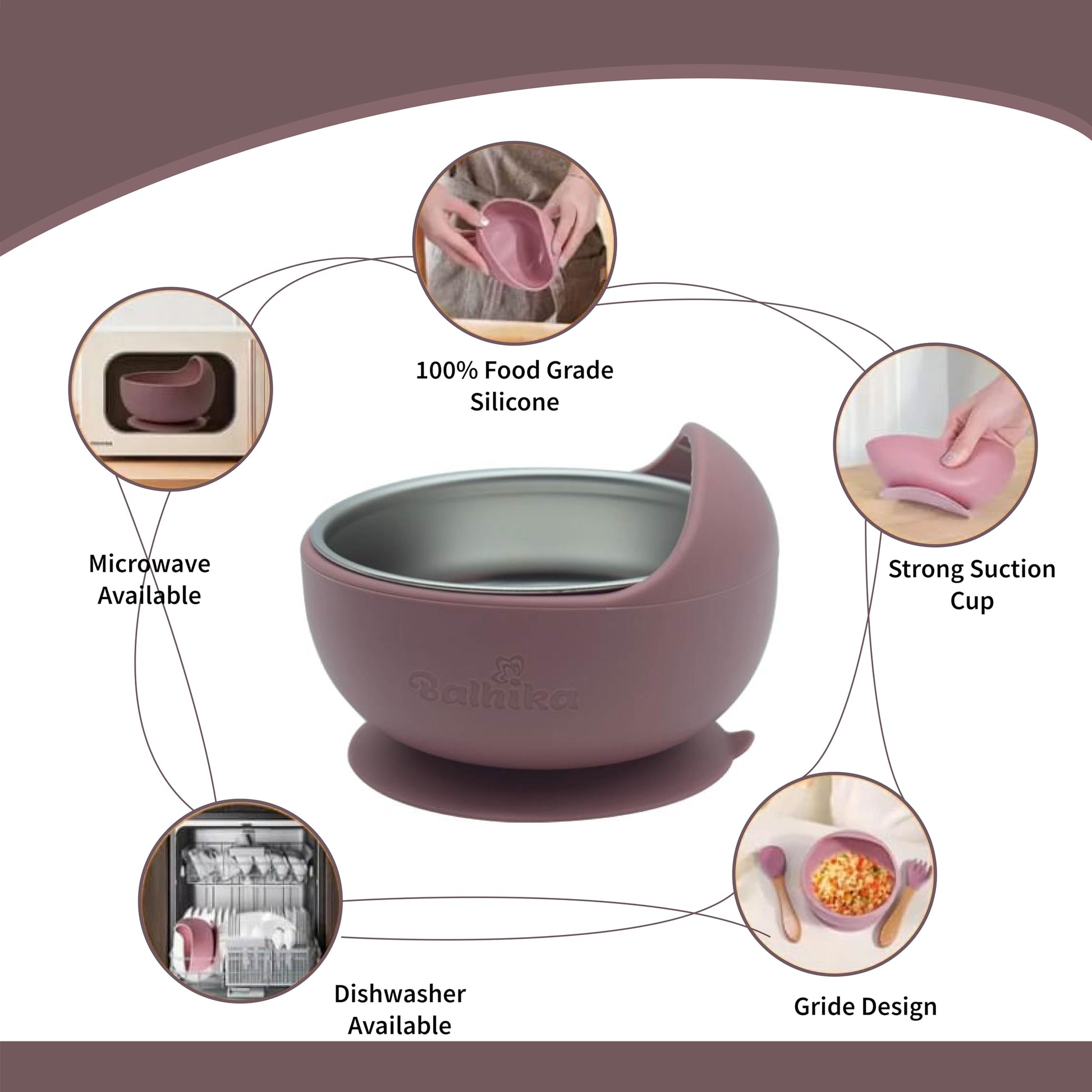 Durable non-slip baby feeding bowls with ergonomic spoons