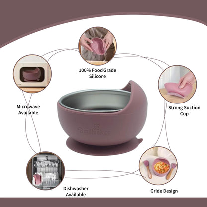 Durable non-slip baby feeding bowls with ergonomic spoons