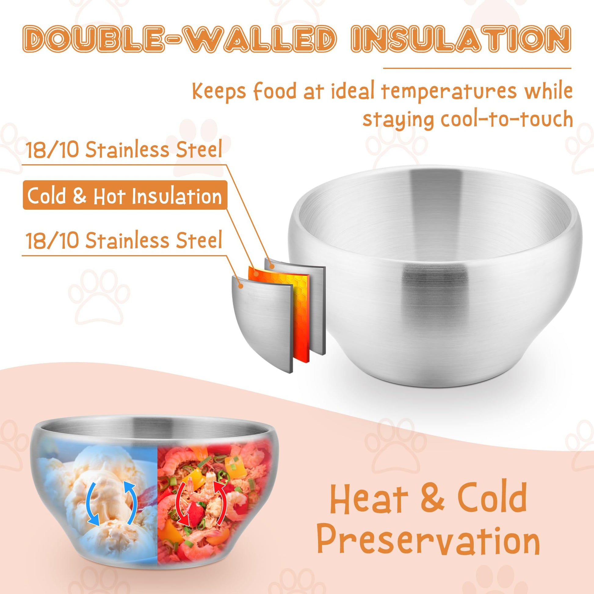 Stackable E-far stainless steel bowls for toddlers