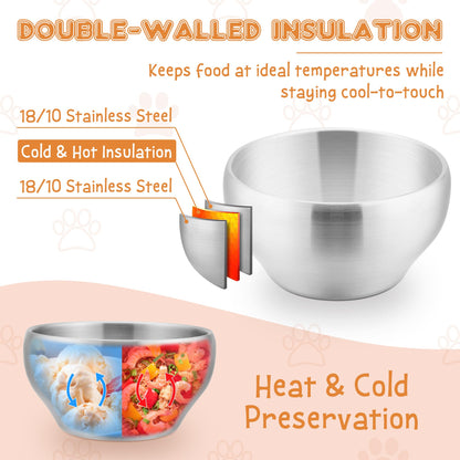 Stackable E-far stainless steel bowls for toddlers