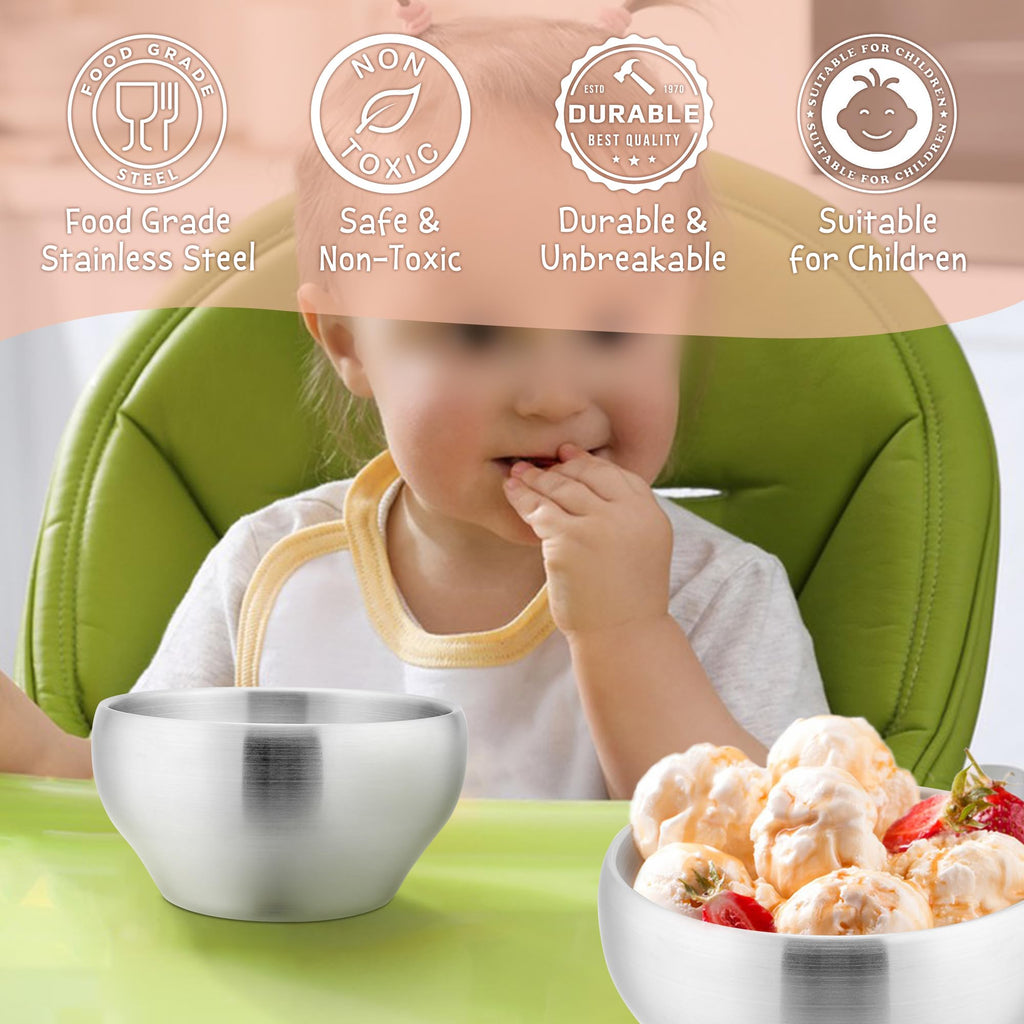 E-far stainless steel bowls set for baby food and snacks