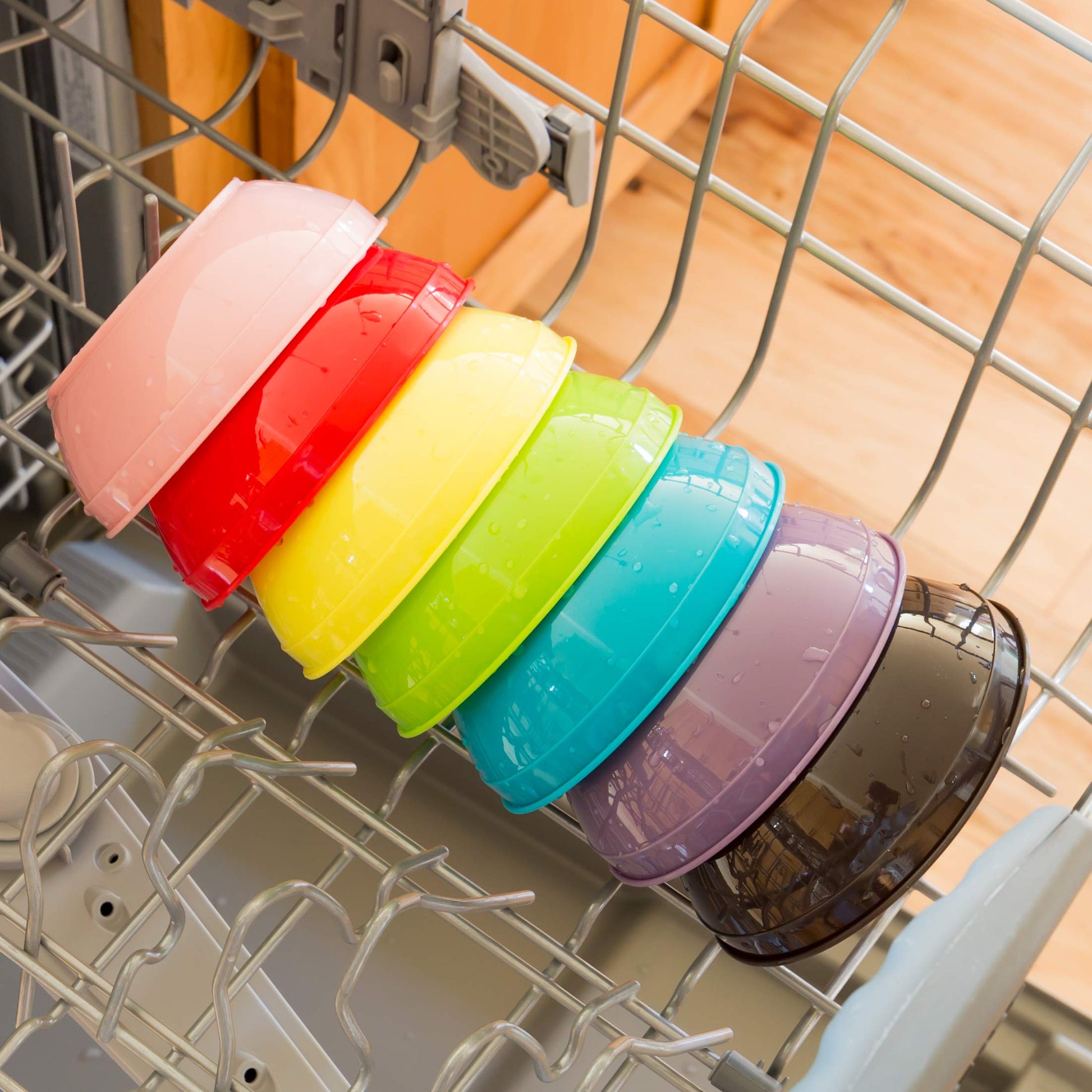 Top view of Youngever 18-set small food containers in nine colors