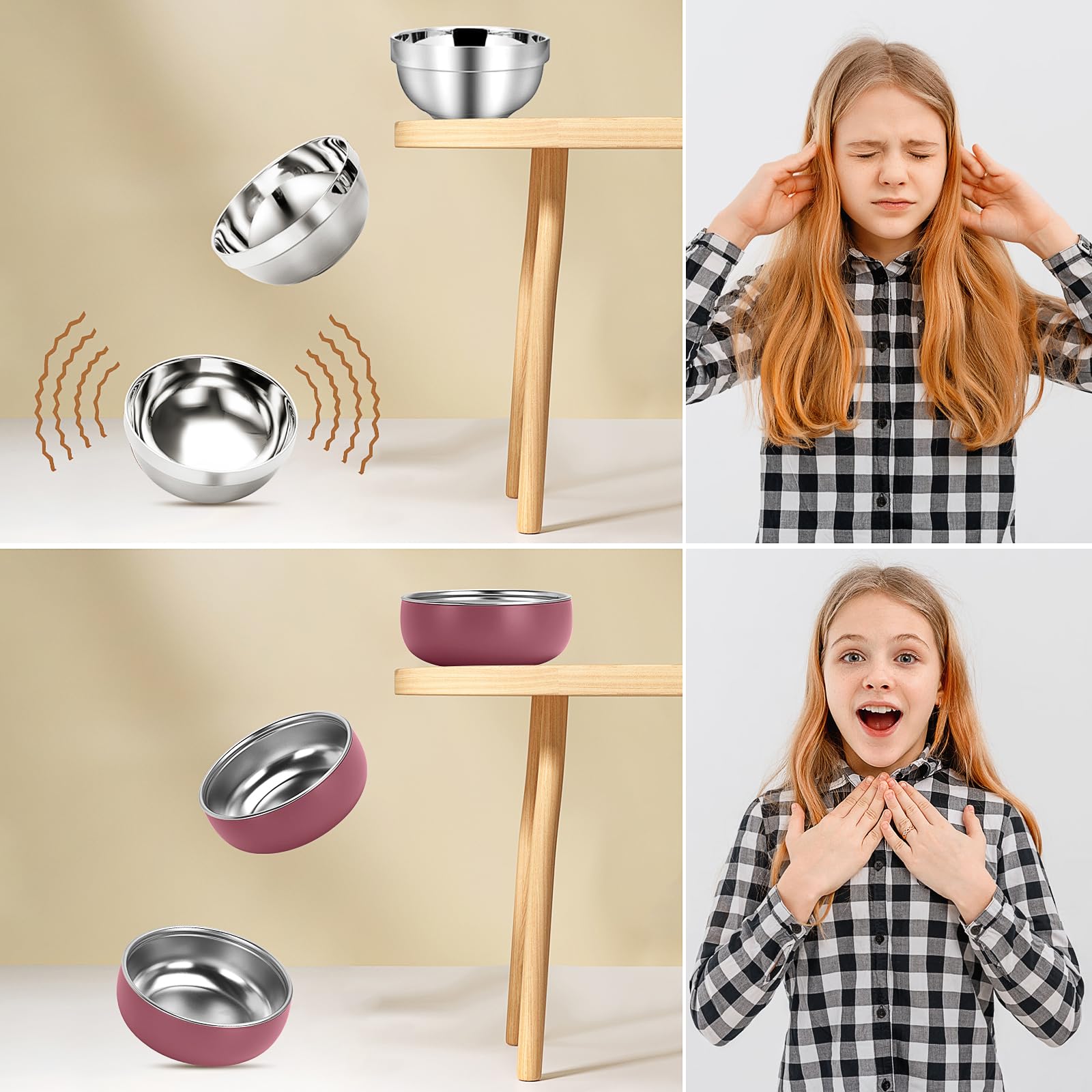 Top view of ShineMe stainless steel bowls 13.5 fluid ounce size