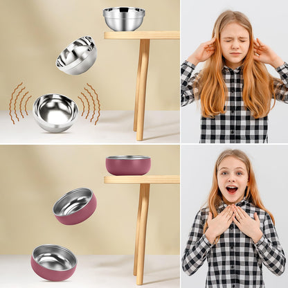 Top view of ShineMe stainless steel bowls 13.5 fluid ounce size