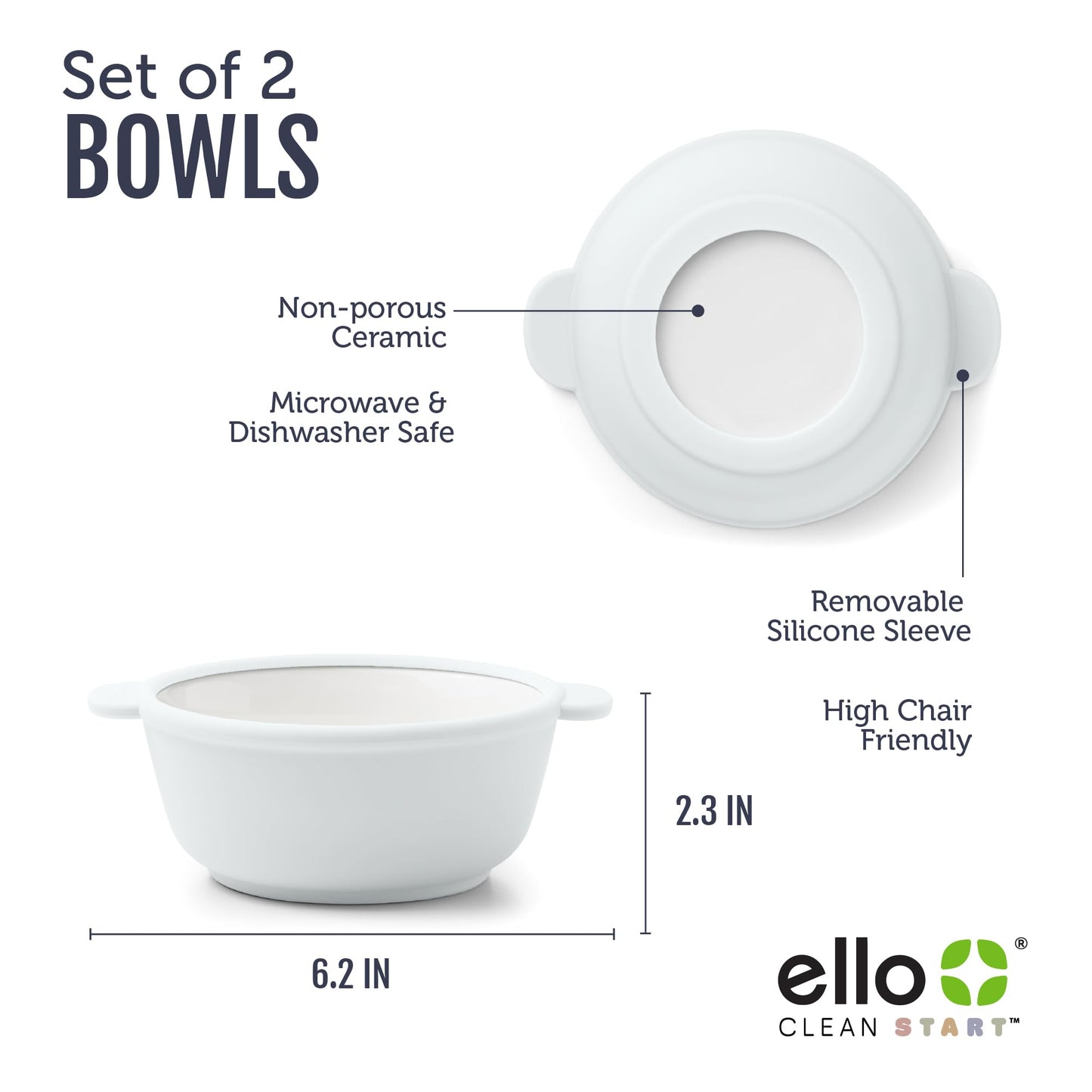 Top down view of scoop-friendly Ello baby bowl