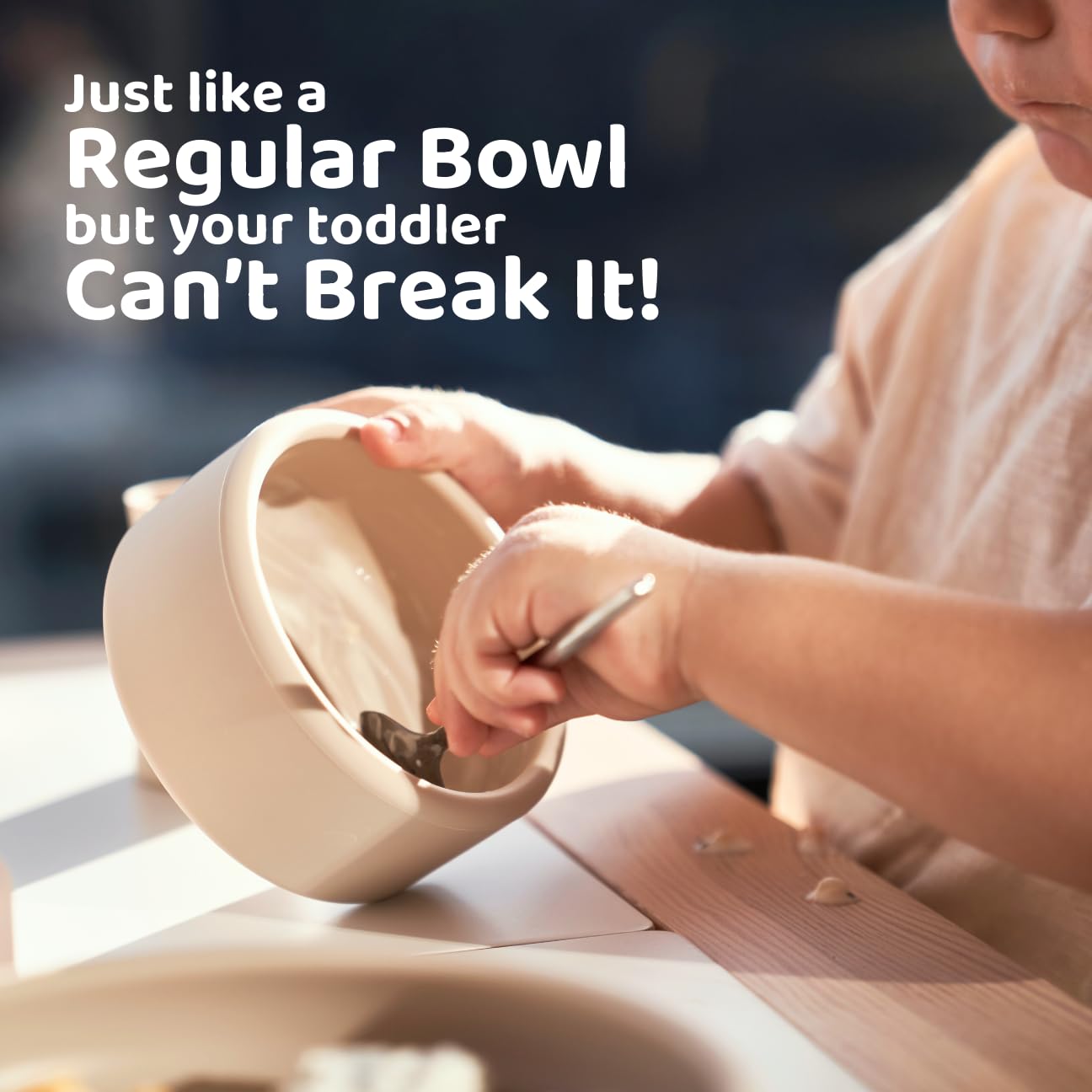 Side profile of Aplainr non-slip toddler bowl