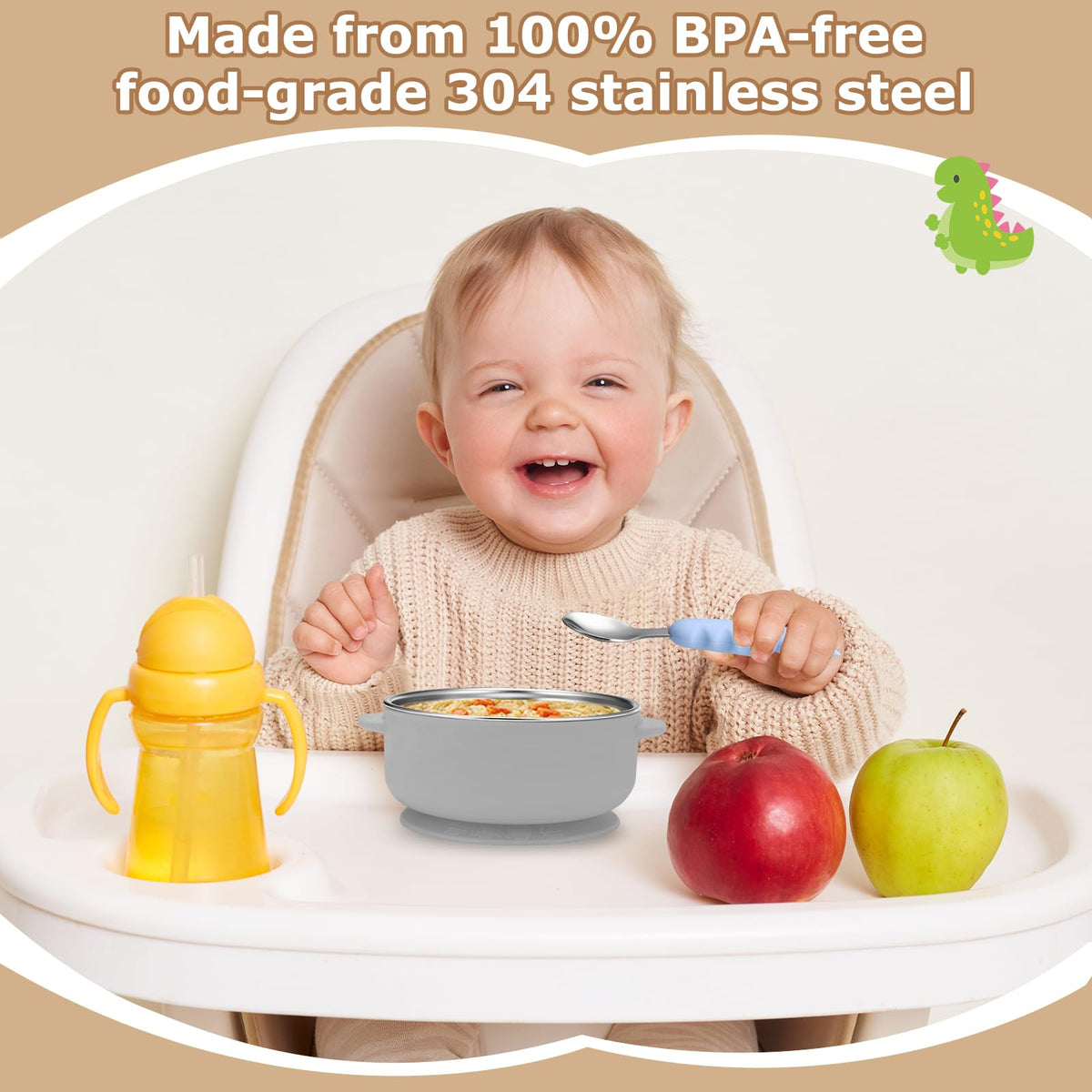 Dovesail stainless steel baby bowl with airtight storage lid