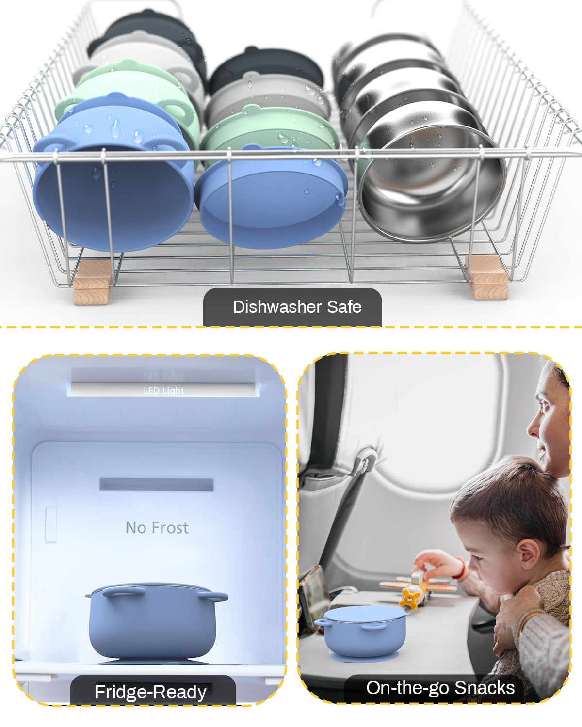 Detailed view of removable silicone suction base on Bakpoco toddler bowl