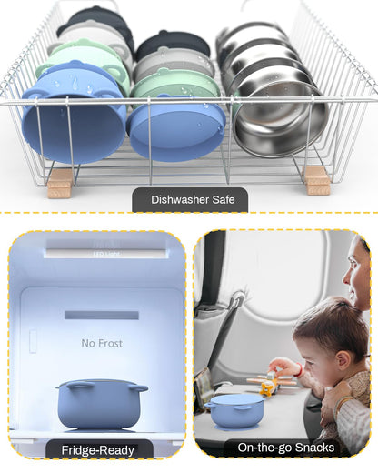 Detailed view of removable silicone suction base on Bakpoco toddler bowl