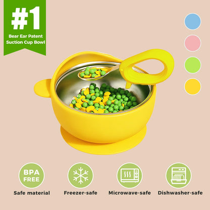 Close up of strong suction base on baby feeding bowl