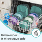 Pair of NUK bowls with leak-proof lids closed