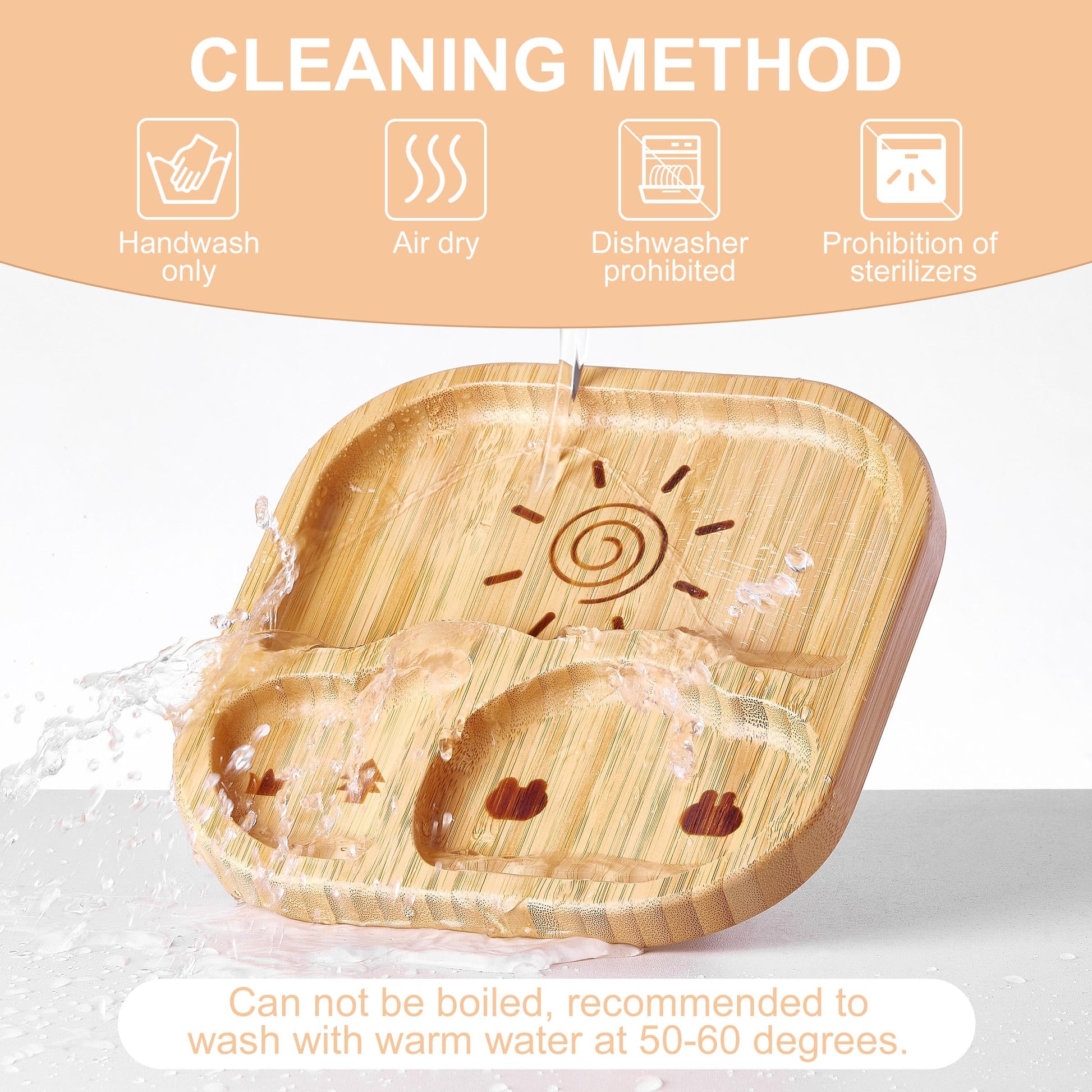 Top down view of the lion shaped bamboo bowl for baby feeding