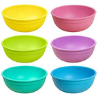 Re-Play 20 fluid ounce recycled plastic bowls stacked for storage