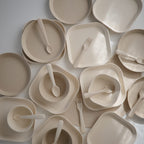 Top down view of Mushie kids bowls displaying rounded ergonomic edges