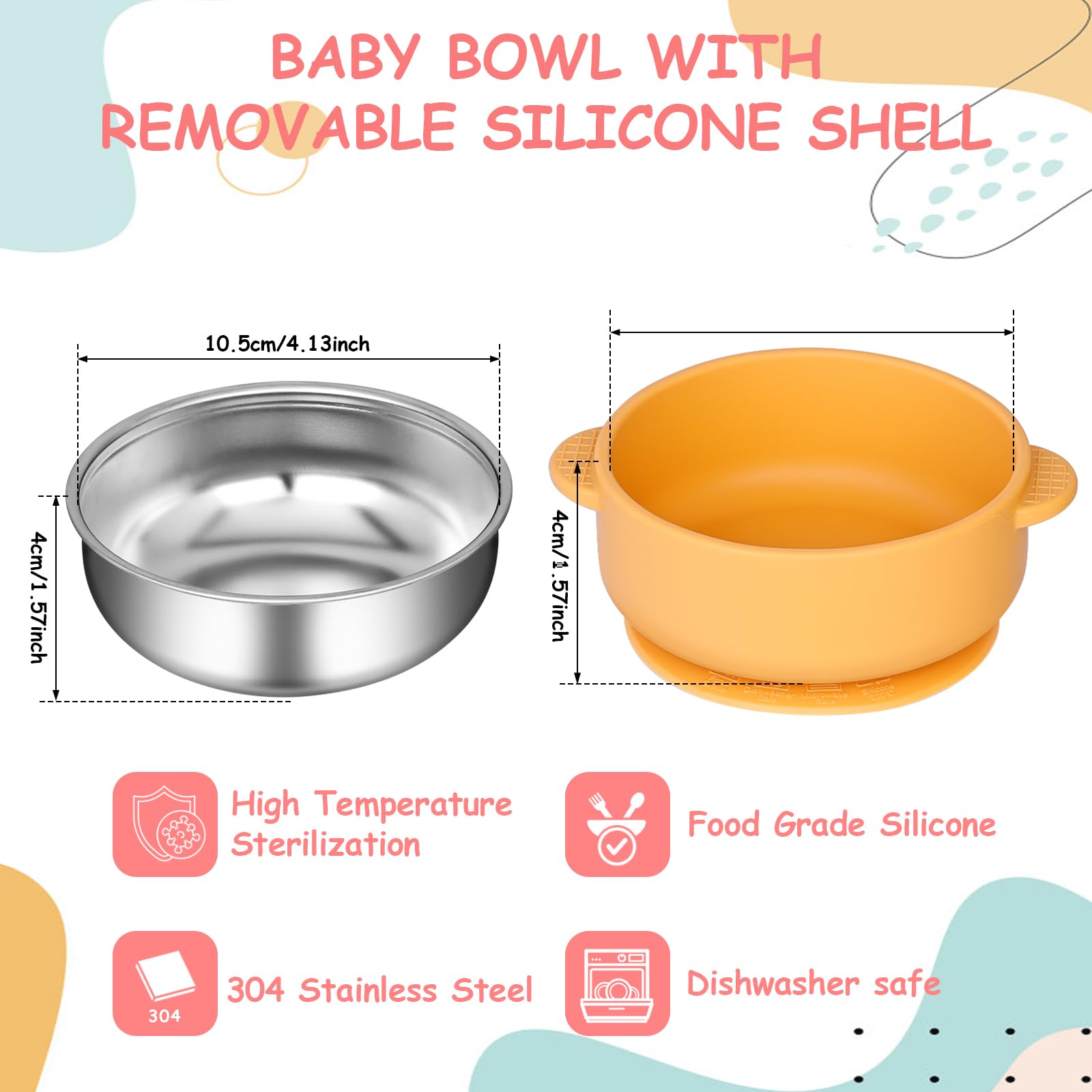 Multi-colored set of Dualshine baby bowls for toddler feeding