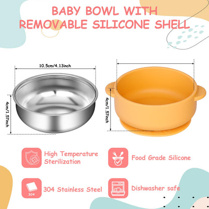 Multi-colored set of Dualshine baby bowls for toddler feeding