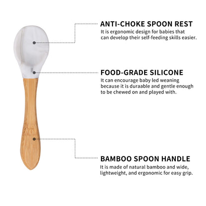 Toddler bamboo suction bowl and spoon set for mealtime