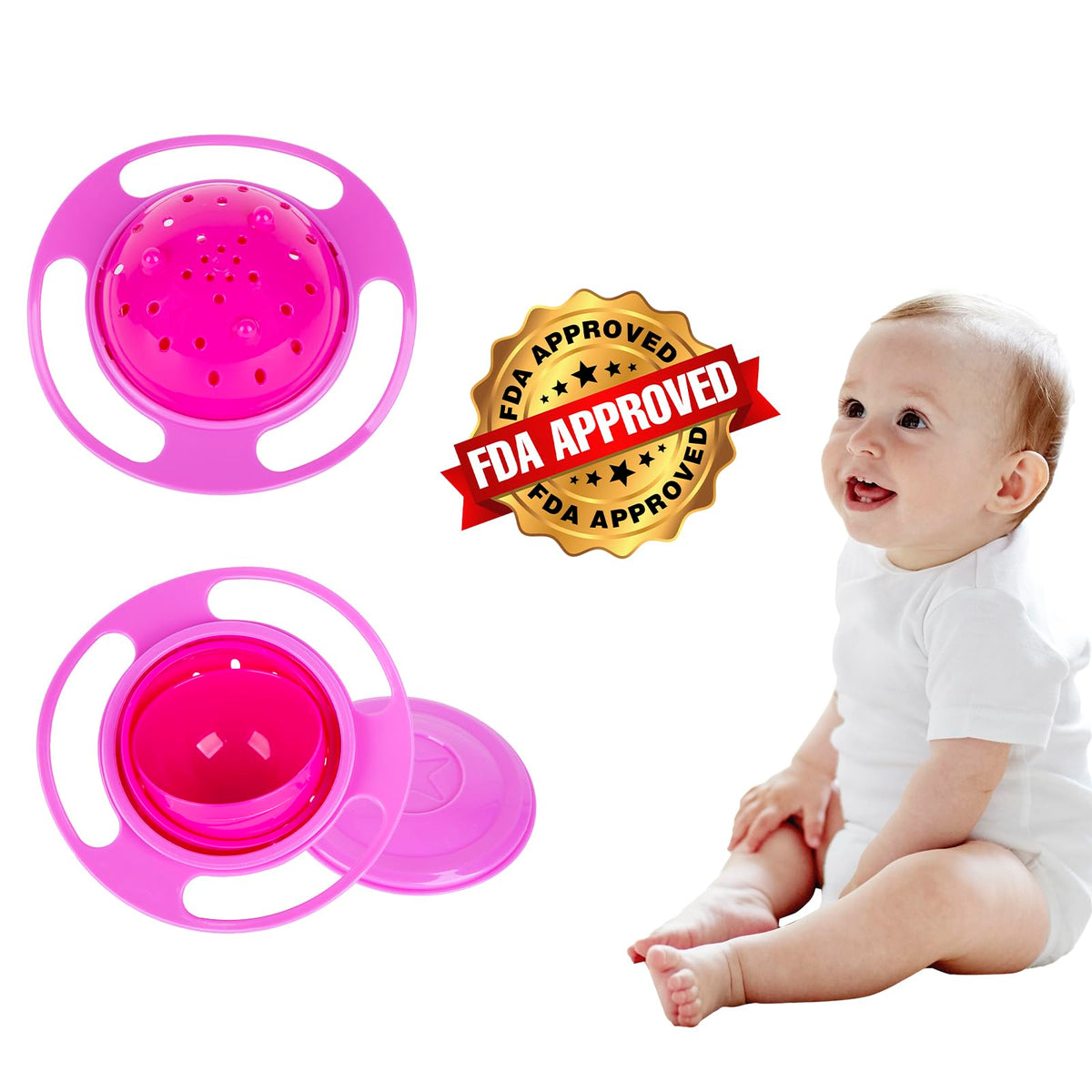 Toddler using Berry President gyro feeding bowl