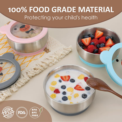 Amplin Mr. Chou baby bowl set showing double-layer construction
