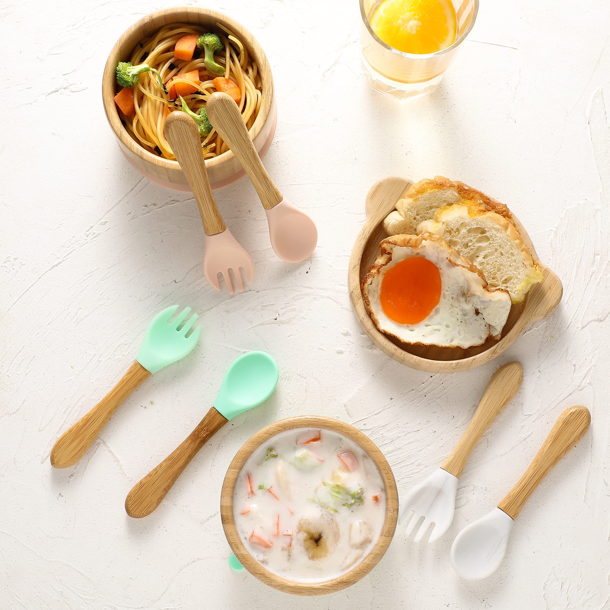 Baby led weaning bamboo bowl set for infants