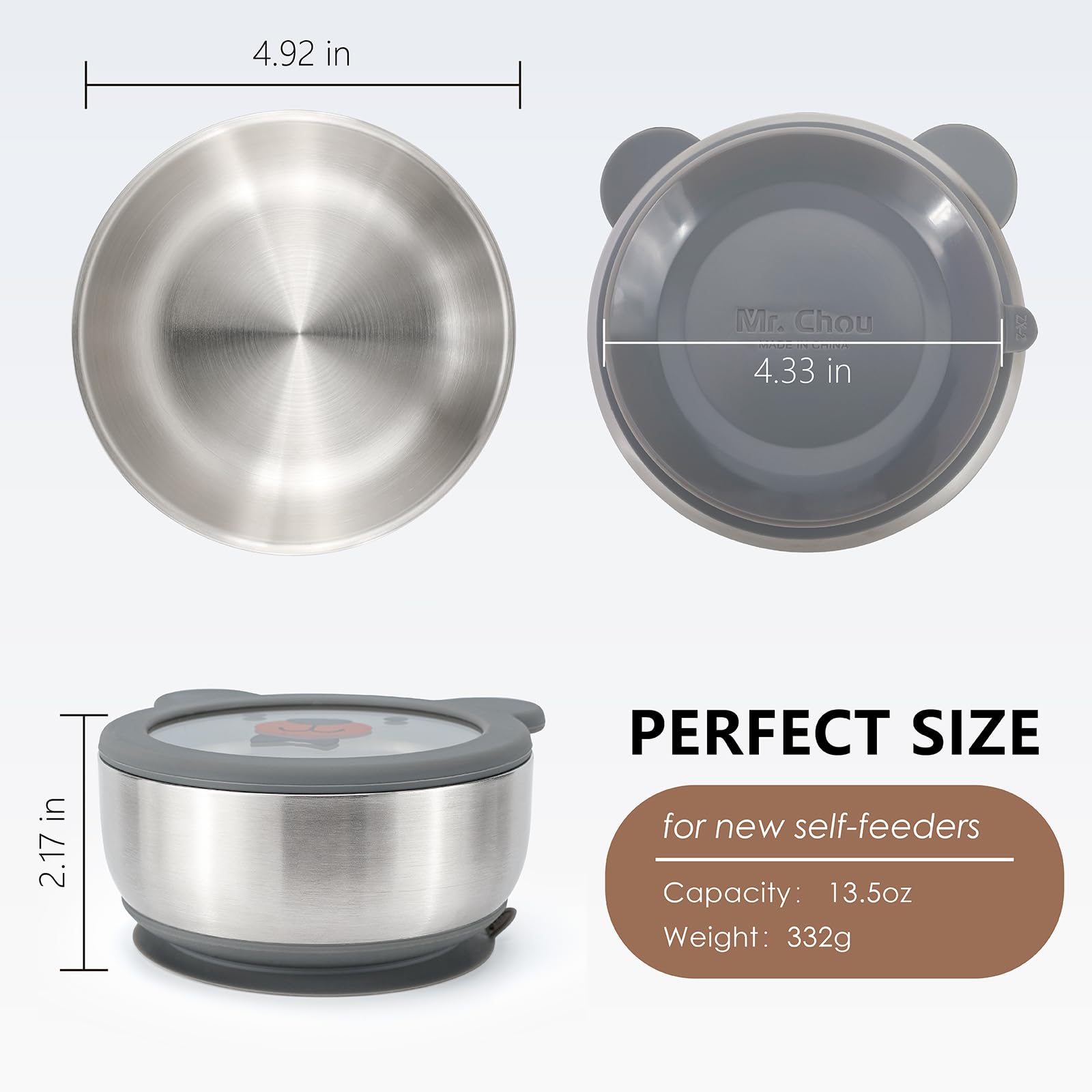 Amplin Mr. Chou baby bowl packaging and components