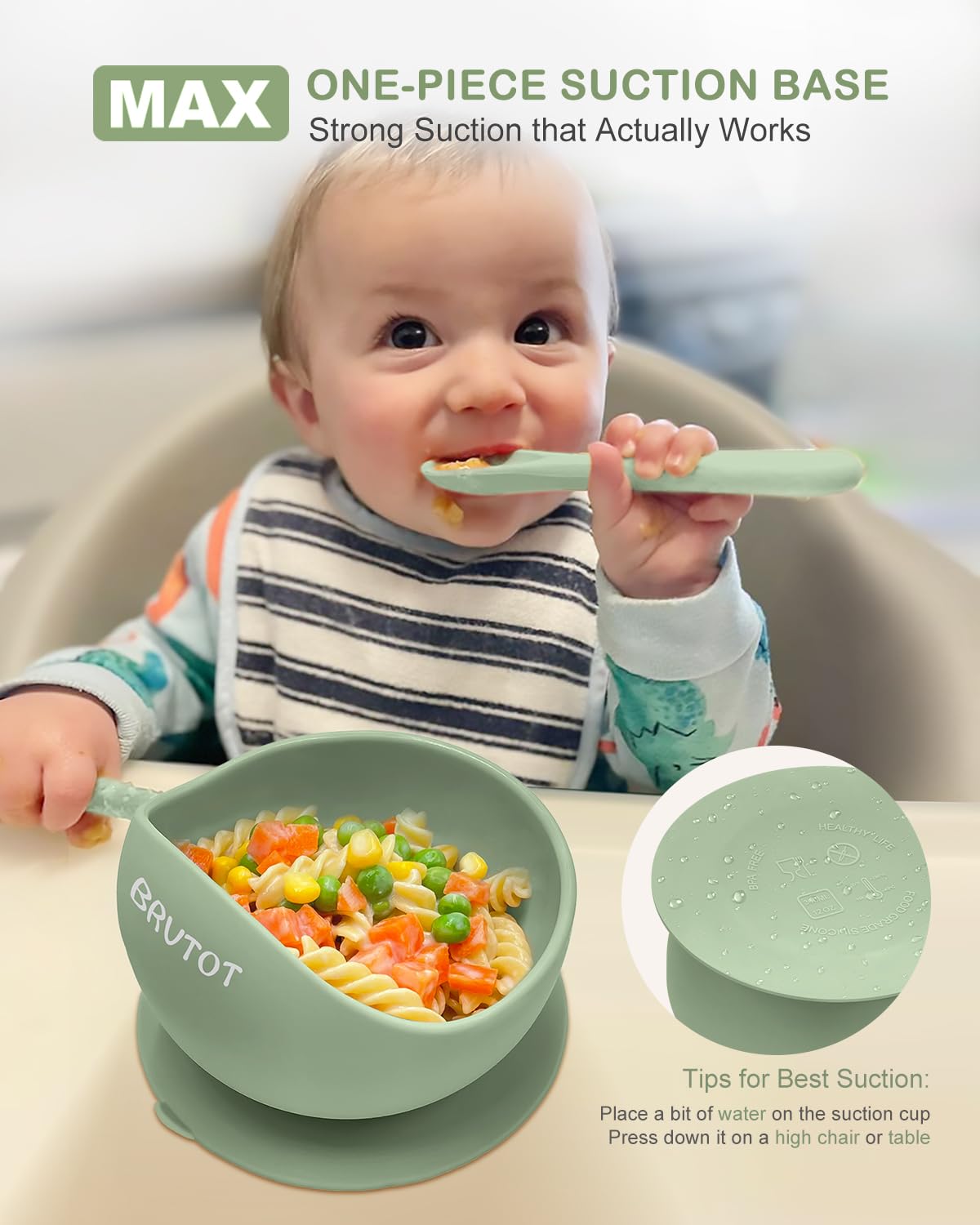 Canpol Babies sage green feeding bowl with suction base