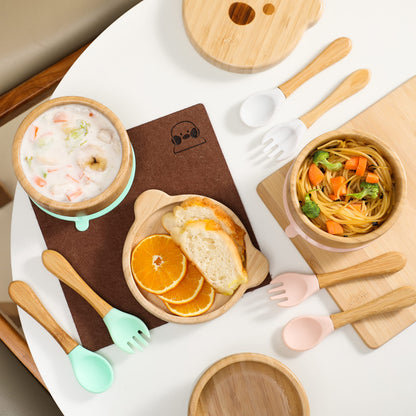 Eco-friendly bamboo dinnerware set for toddlers