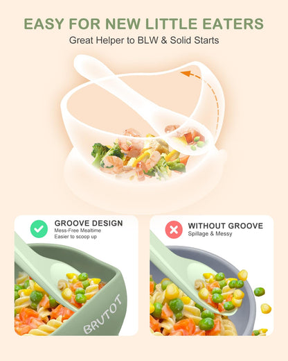 Close up of Canpol Babies silicone bowl edge and spoon