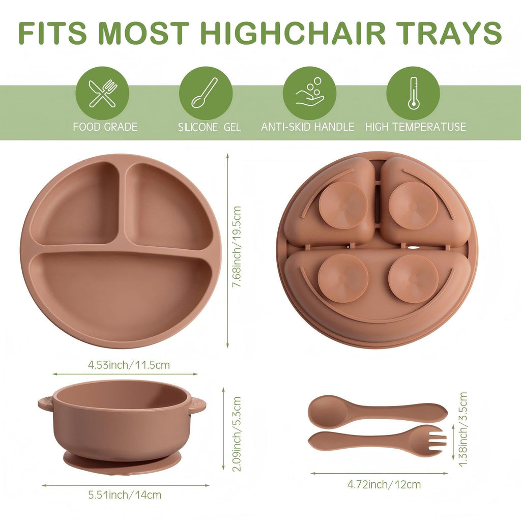 Dandat baby suction bowls and divided plates set