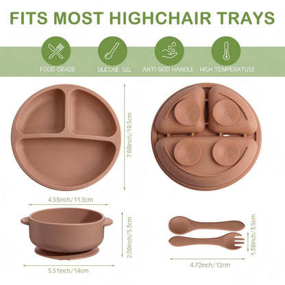 Dandat baby suction bowls and divided plates set