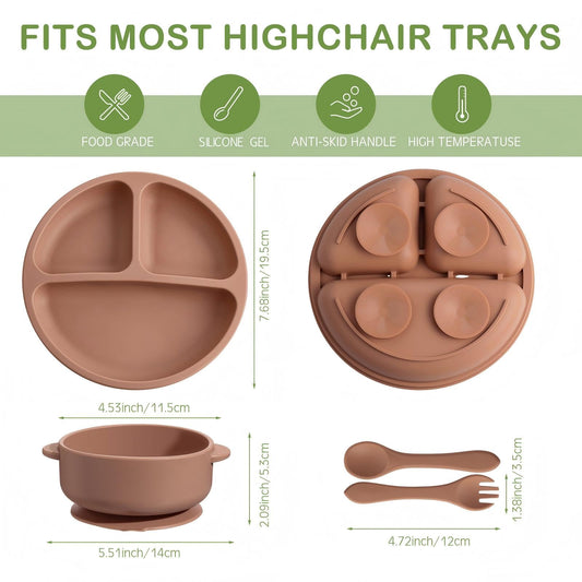 Dandat baby suction bowls and divided plates set