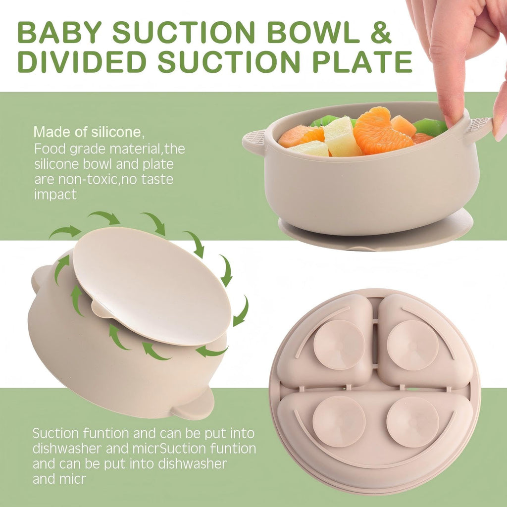 Dandat silicone infant weaning utensils with suction dishes
