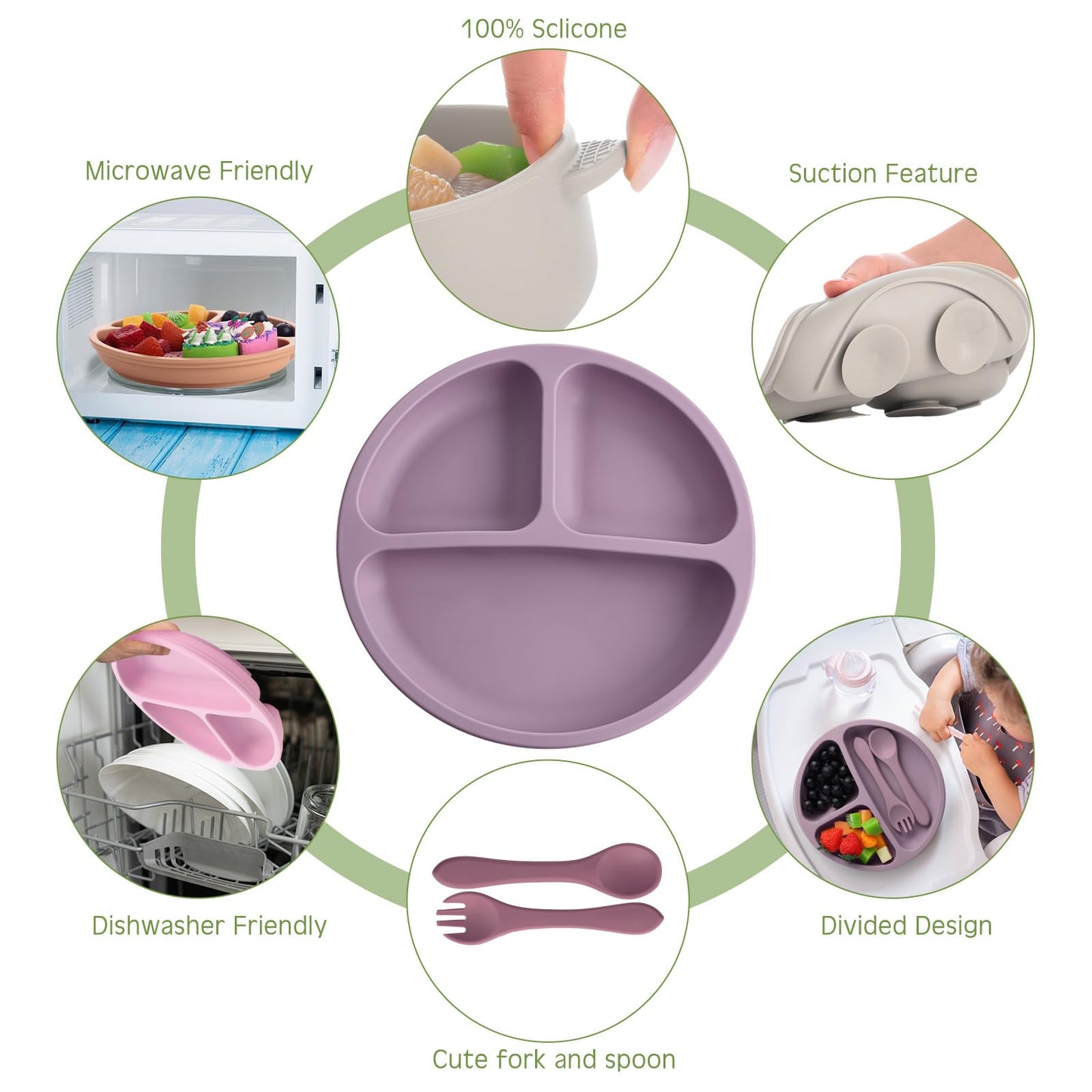 Dandat 24 piece silicone set for self feeding infants