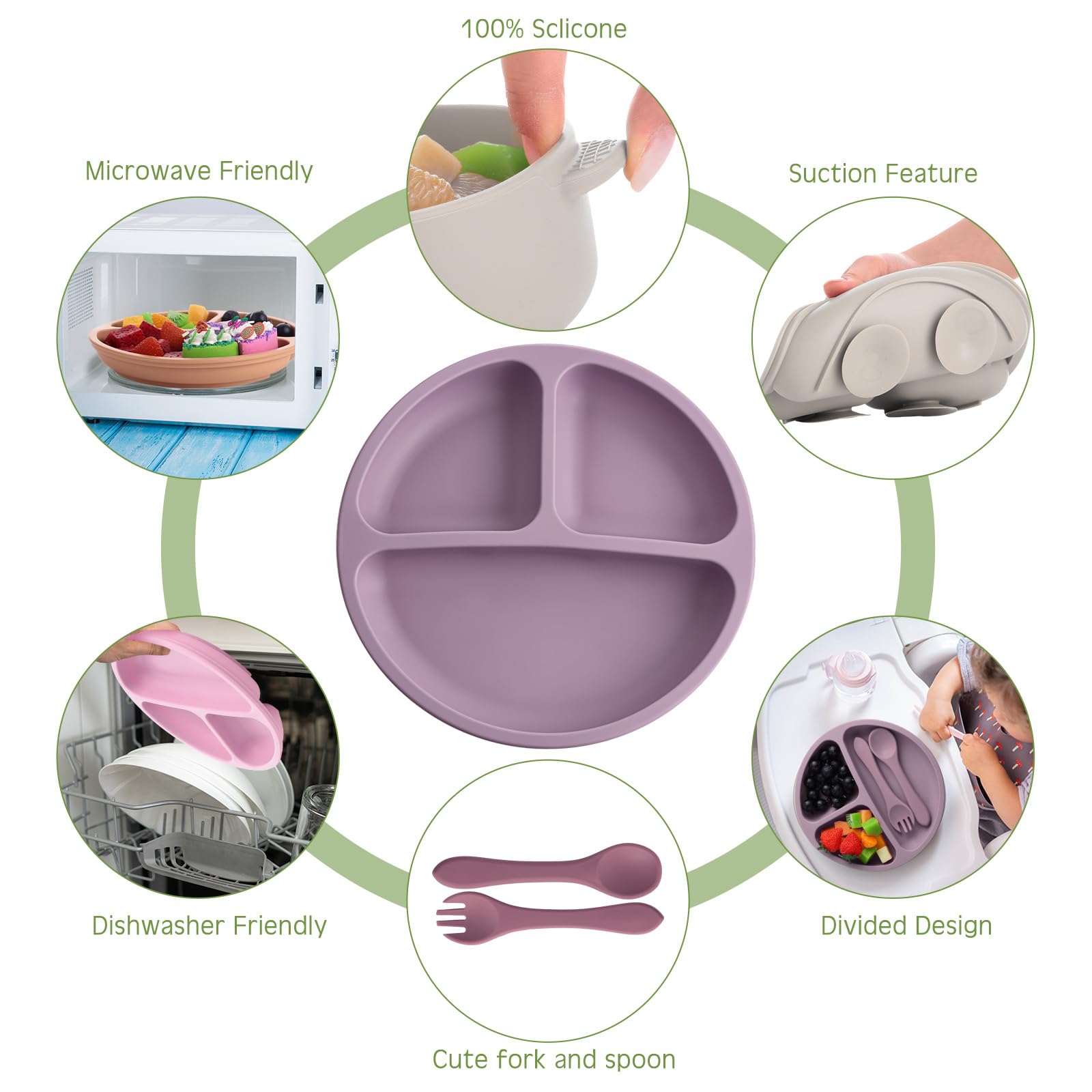Dandat 24 piece silicone set for self feeding infants