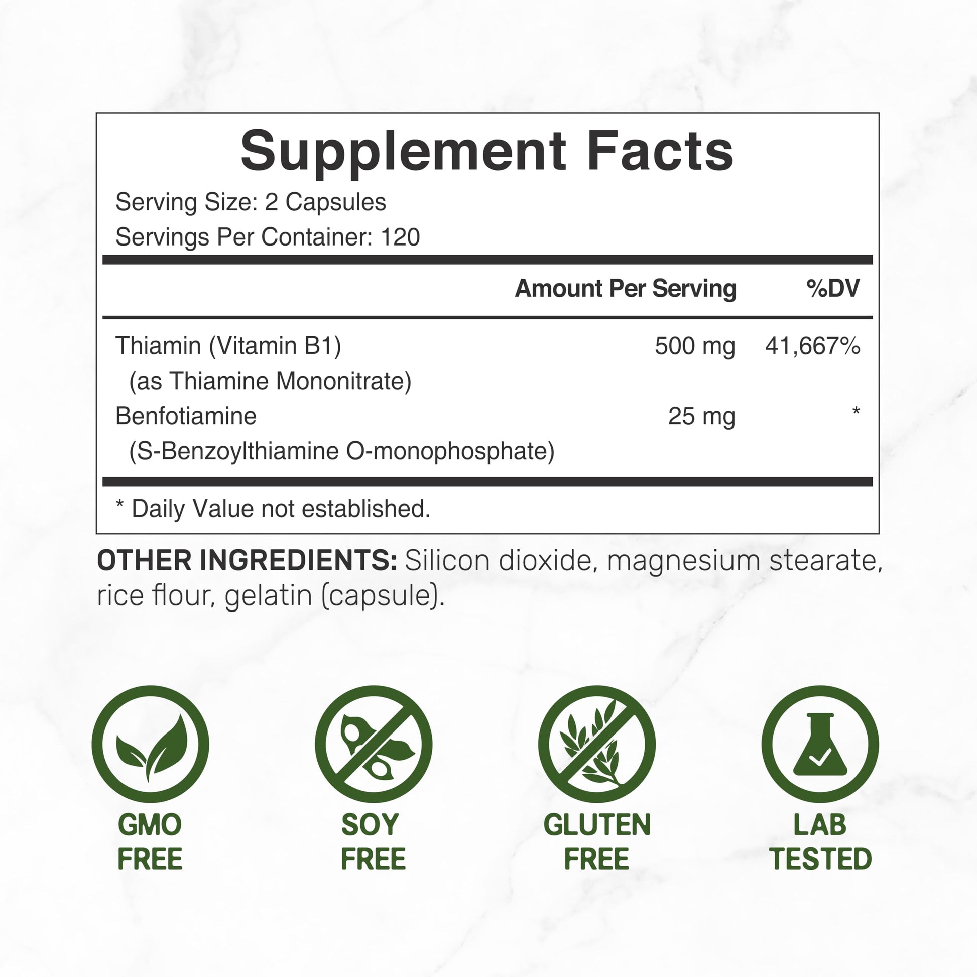 Deal Supplement Vitamin B1 240 capsules supplement facts panel