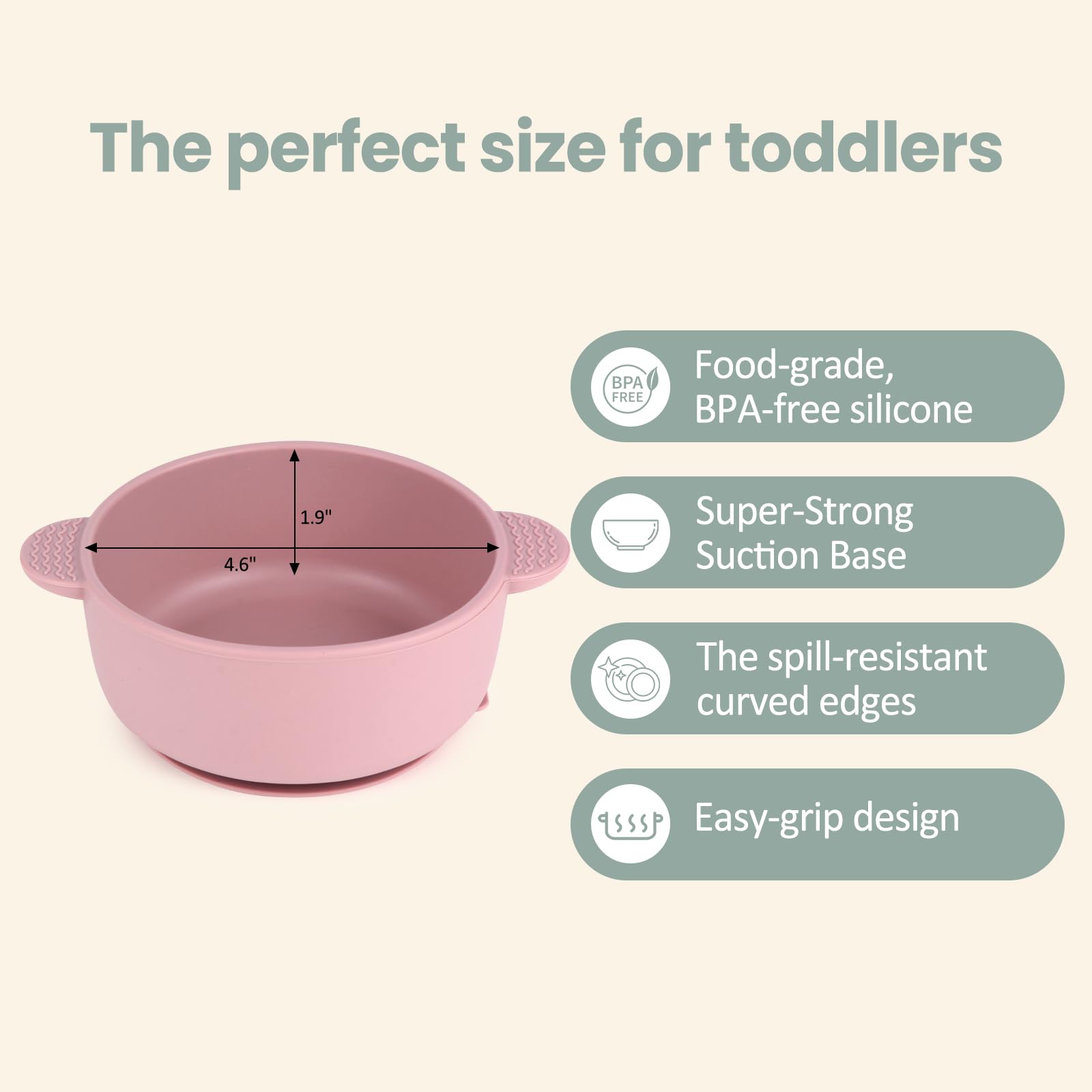 Three silicone suction bowls for babies stacked on a table